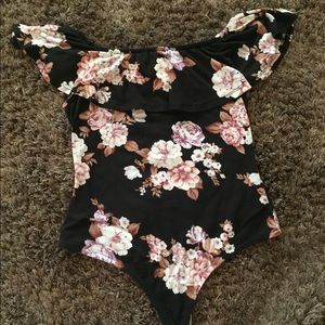 Off the shoulder floral body suit